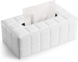 Kosmetiktücherbox Tücher Box aus Leder (Weiß)