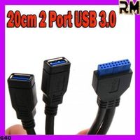 USB 3.0 A Female to 20 Pin 20cm 2 Port