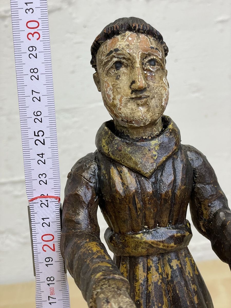 Sculture & Statue: Antike Holzfigur, Mönch, geschnitzt, bemalt, 30cm – Usato da Locarno venduto da Osvaldo61 8