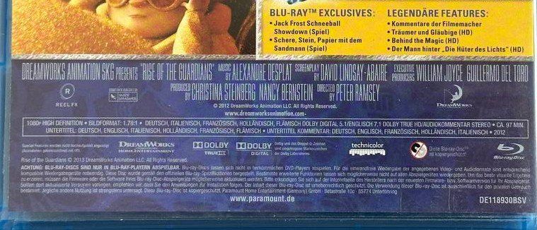Tutti i DVDs: Die Hüter des Lichts Blu-ray DreamWorks gebraucht – Usato da Beringen venduto da Mantafisch1 2