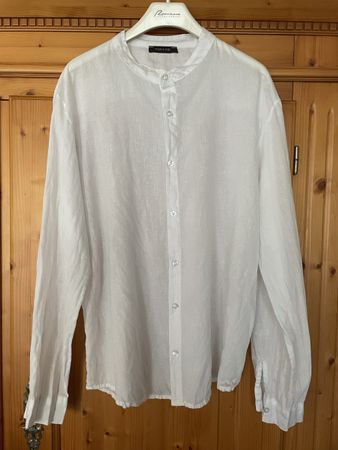 HERREN 100%  LEINEN HEMD - WEISS - GRÖSSE S - NEU