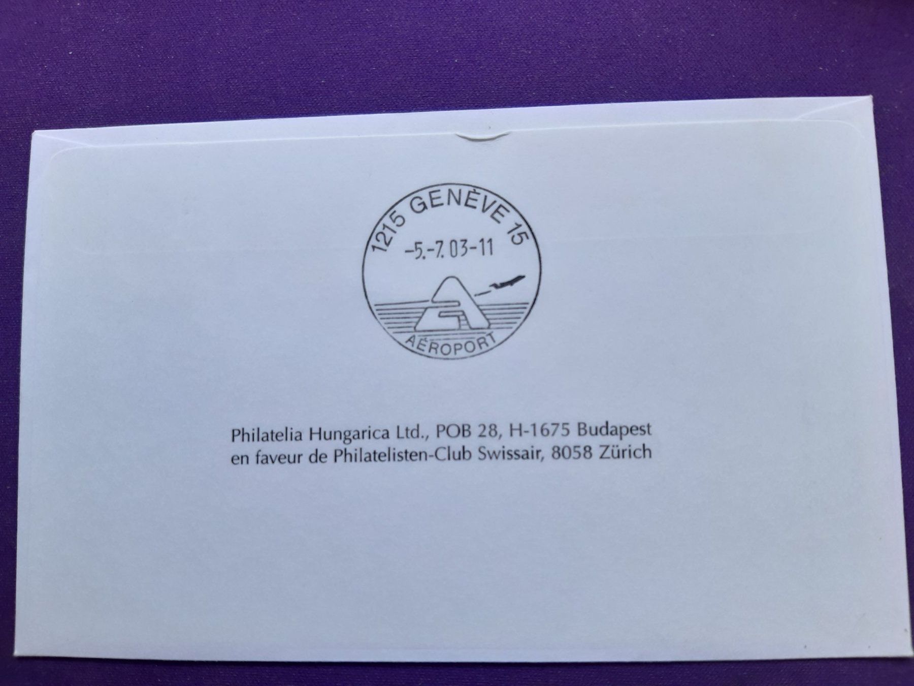 Tutti i francobolli: Erstflugbrief BUDAPEST - Genève vom 5.7.03 – Nuovo (secondo la descrizione) da Wangs venduto da weisstannen01 3