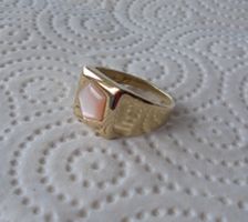 Echtschmuck: Perlmutt-Silberring vergoldet / 56