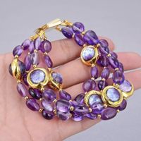 Wunderbar Amethyst Armband Bracelet Améthyste Verre Murano
