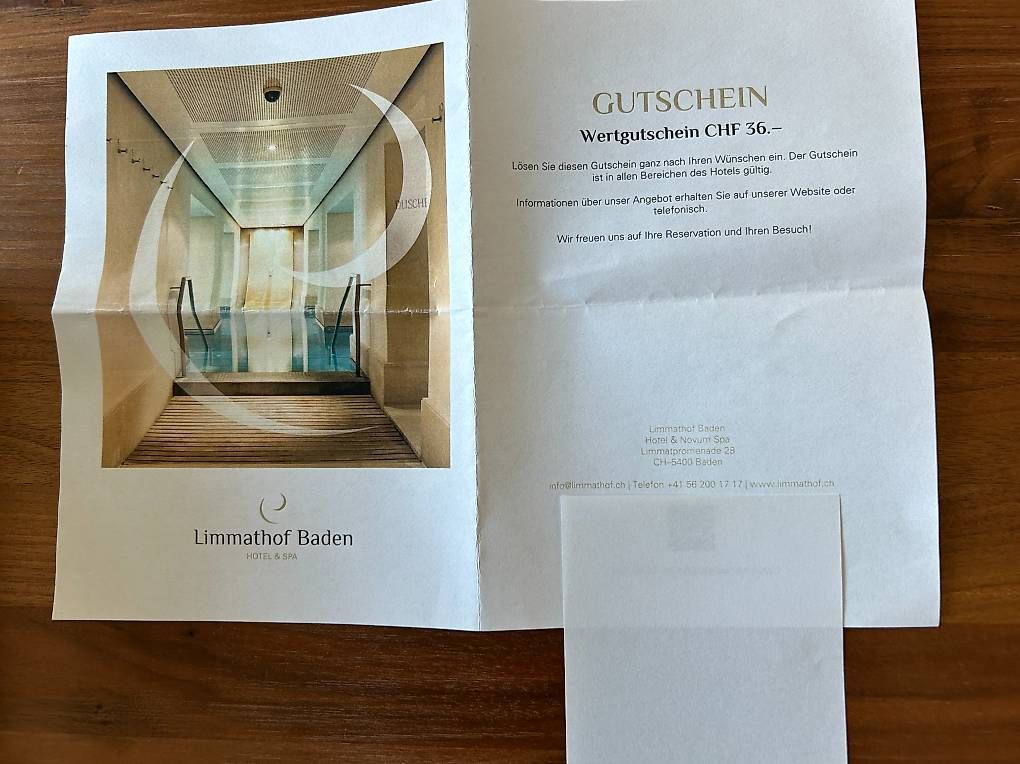 Gutscheine: Gutschein Limmathof Baden – Gebraucht aus Dietikon von Purzelwurzel