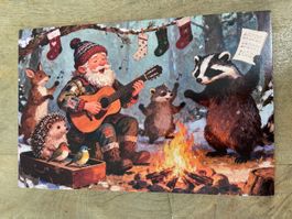 AK Postkarte Tiere Wald Winter Waldtiere Musik neu