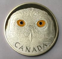 Münze EULE silberfarben Vogel CANADA 2014 Elisabeth II