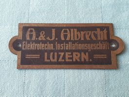 Blech Schild Albrecht Elektrotechn. Installationsge. LUZERN