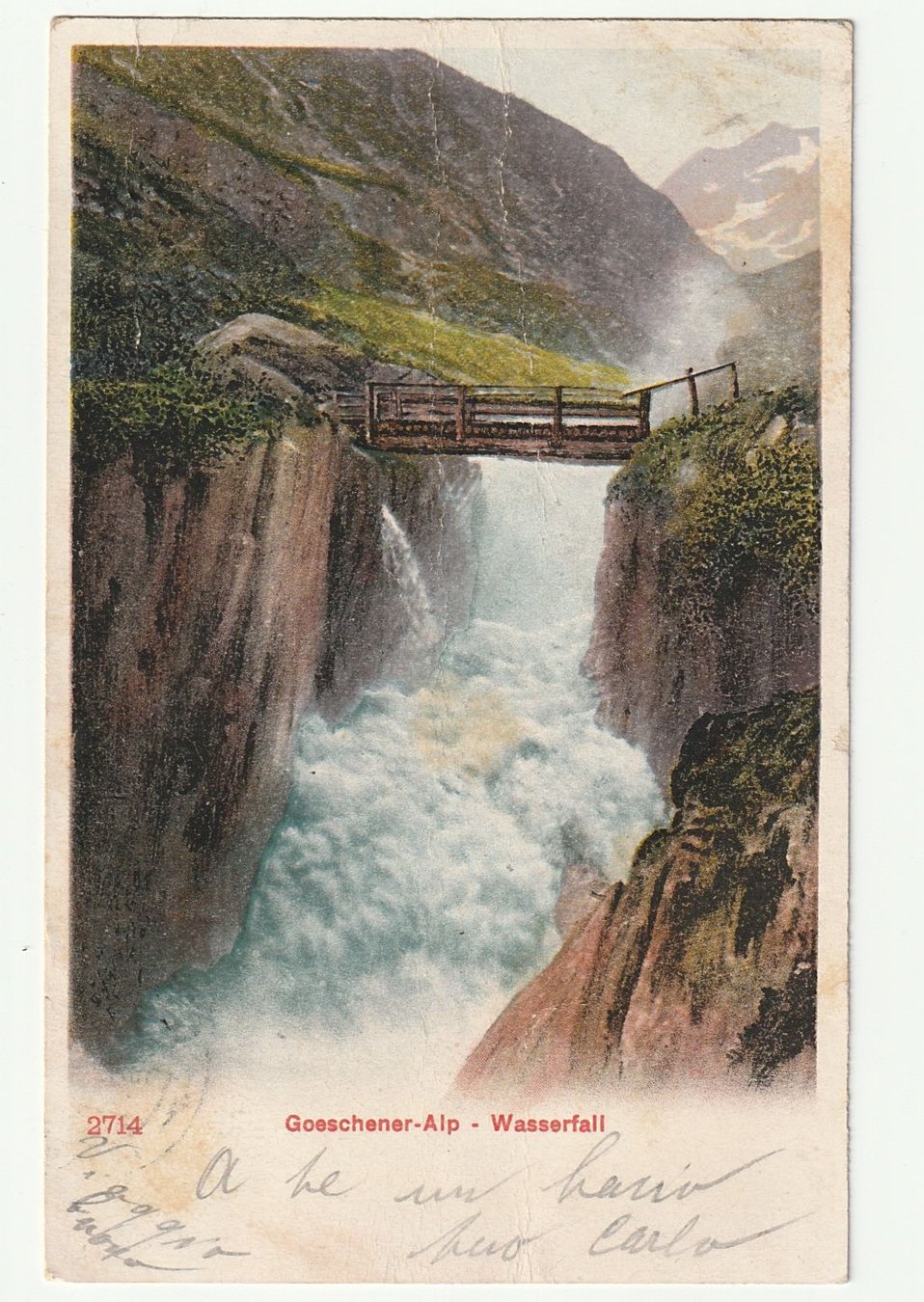 Cartoline postali: Postkarte 1906 Göschener - Alp - Wasserfall, Uri – Usato da St. Gallen venduto da Ricardo_Deals