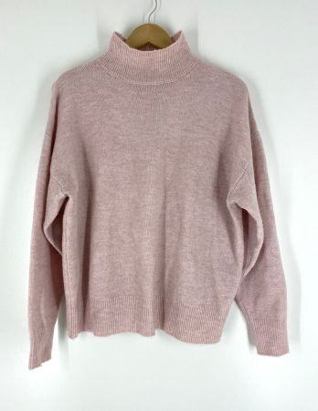 Feinstrickpullover mit Stehkragen rosa meliert *Neuwertig*