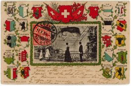 L 144 LUZERN LÖWENDENKMAL WAPPEN PRÄGEDRUCK 1904