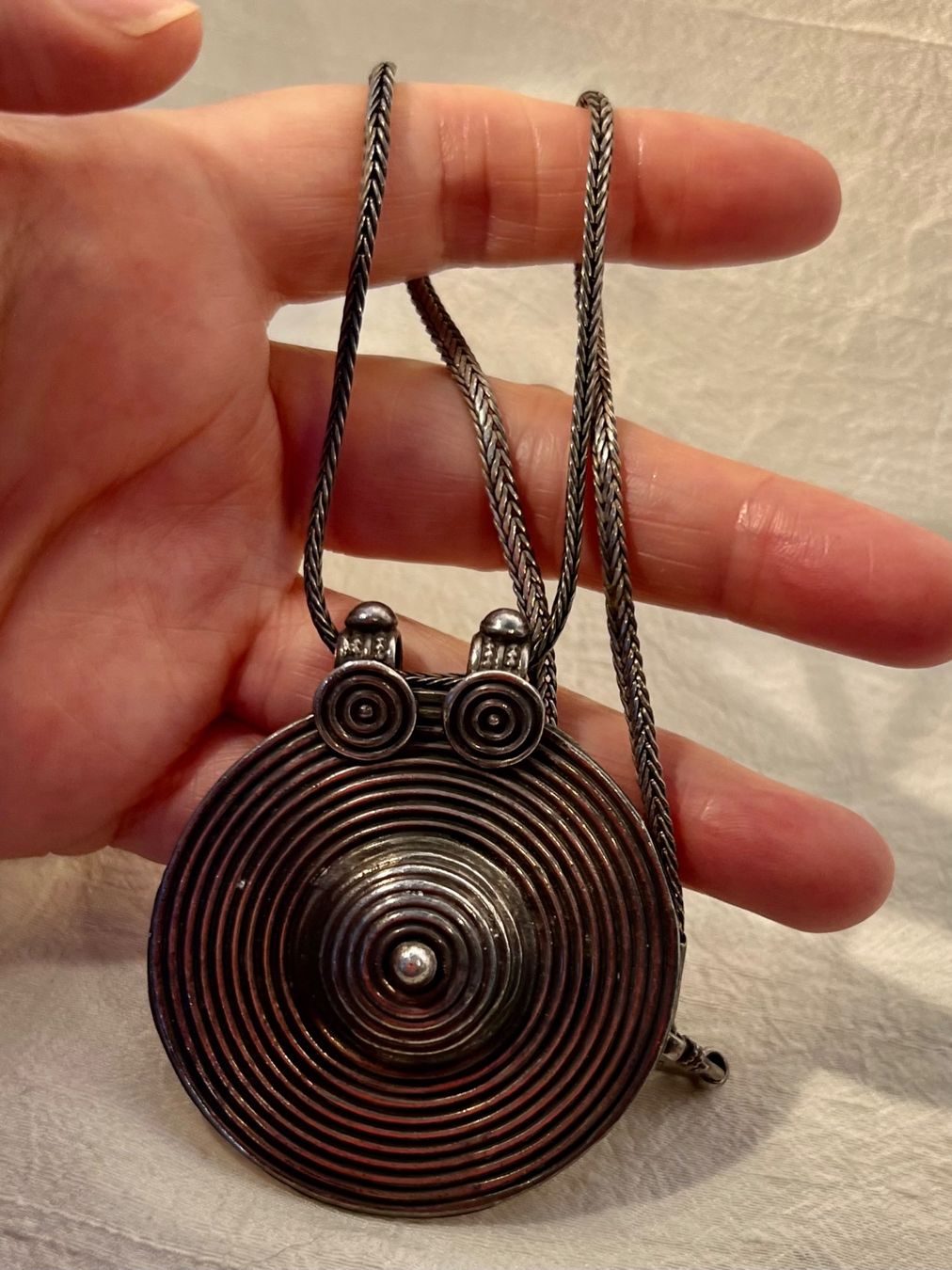 Catenine: Ancien collier, argent 800, Inde, pendentif et chaîne – Usato da Genève venduto da DELIRBEADS 4