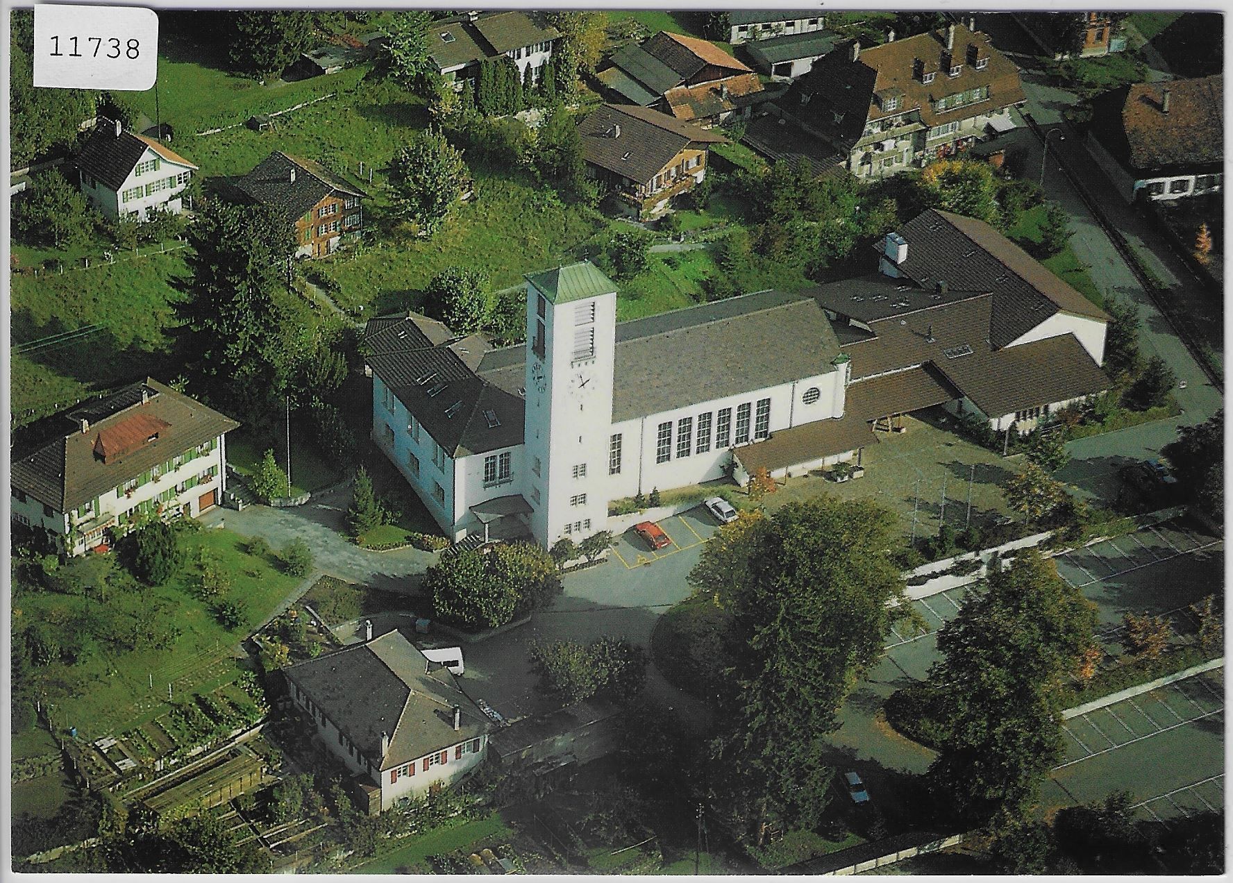 Cartoline postali: Flugaufnahme Kath. Kirche St. Marien – Antico da Ettingen venduto da Kartenplanet