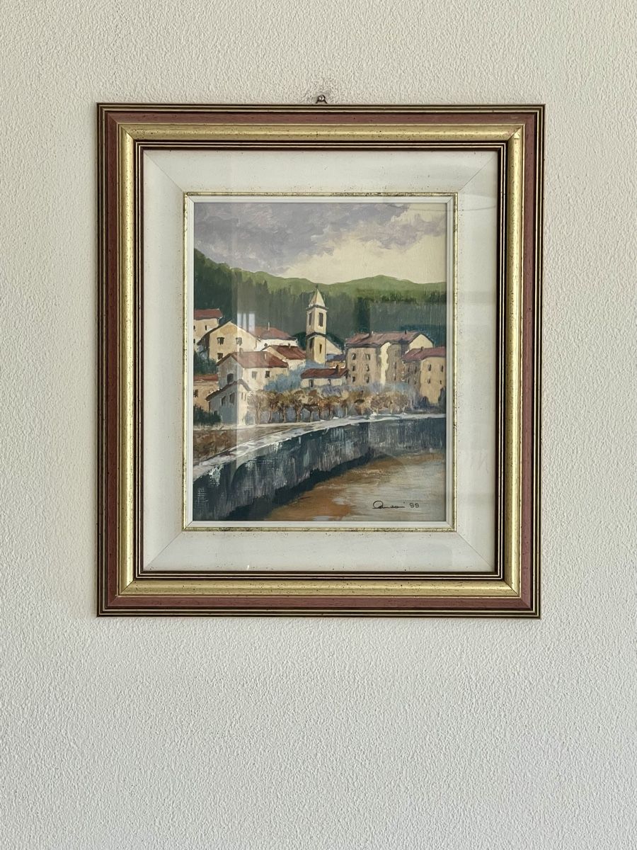 Gemälde: Wunderschönes Ölgemälde Il Borgo (1999)  – Gebraucht aus Richterswil von Prangins9 6