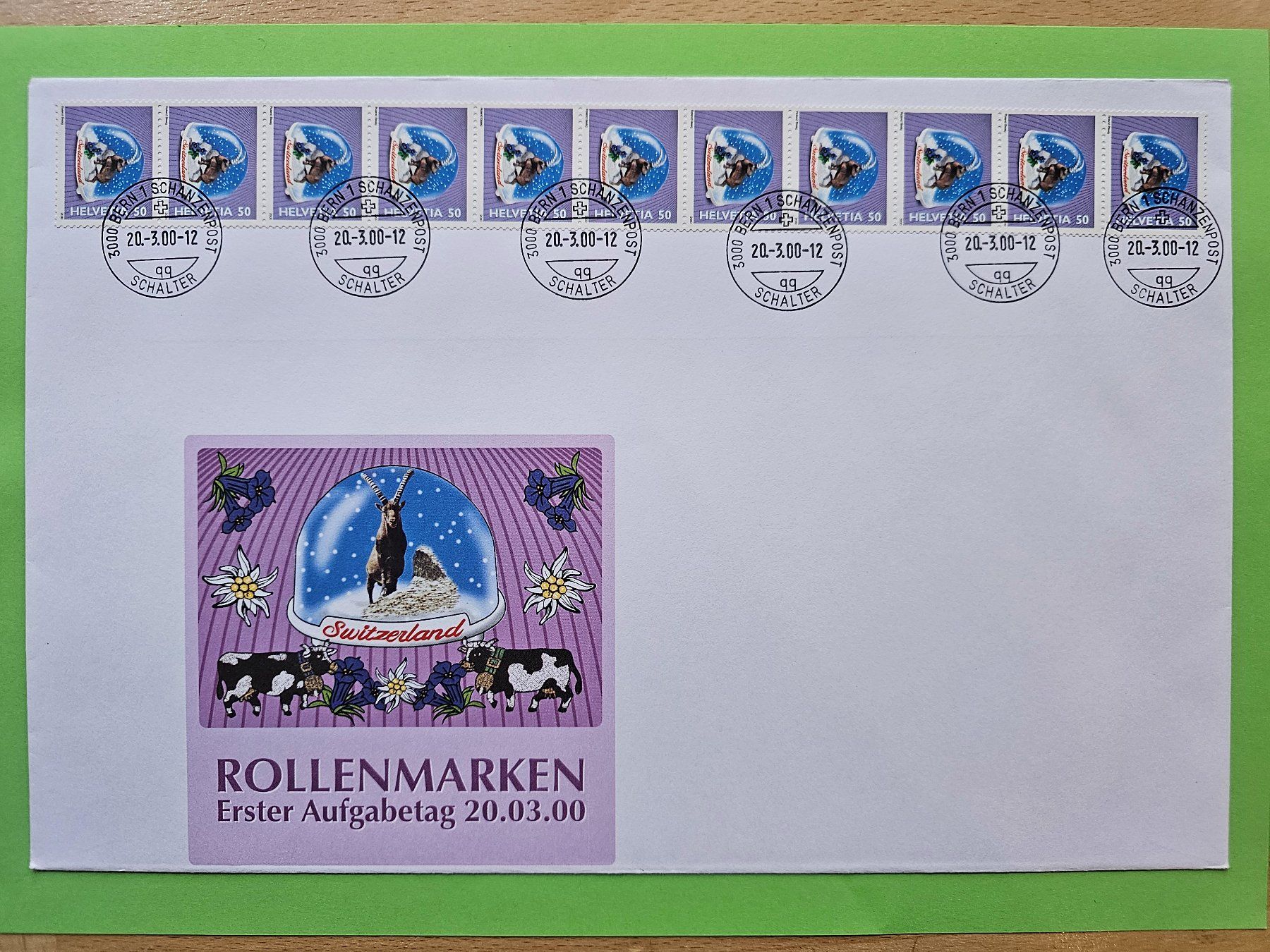 Tutti i francobolli: 2000 FDC Grosscouvert Rollenmarke 11er-Streifen – Usato da Leimbach AG venduto da jaja79