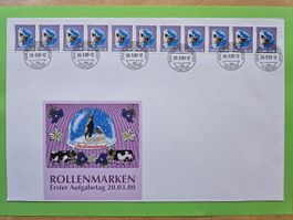 2000 FDC Grosscouvert Rollenmarke 11er-Streifen