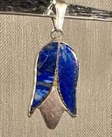 Pendentif Tulipe Argent 950 Marqueterie Lapis-Lazuli