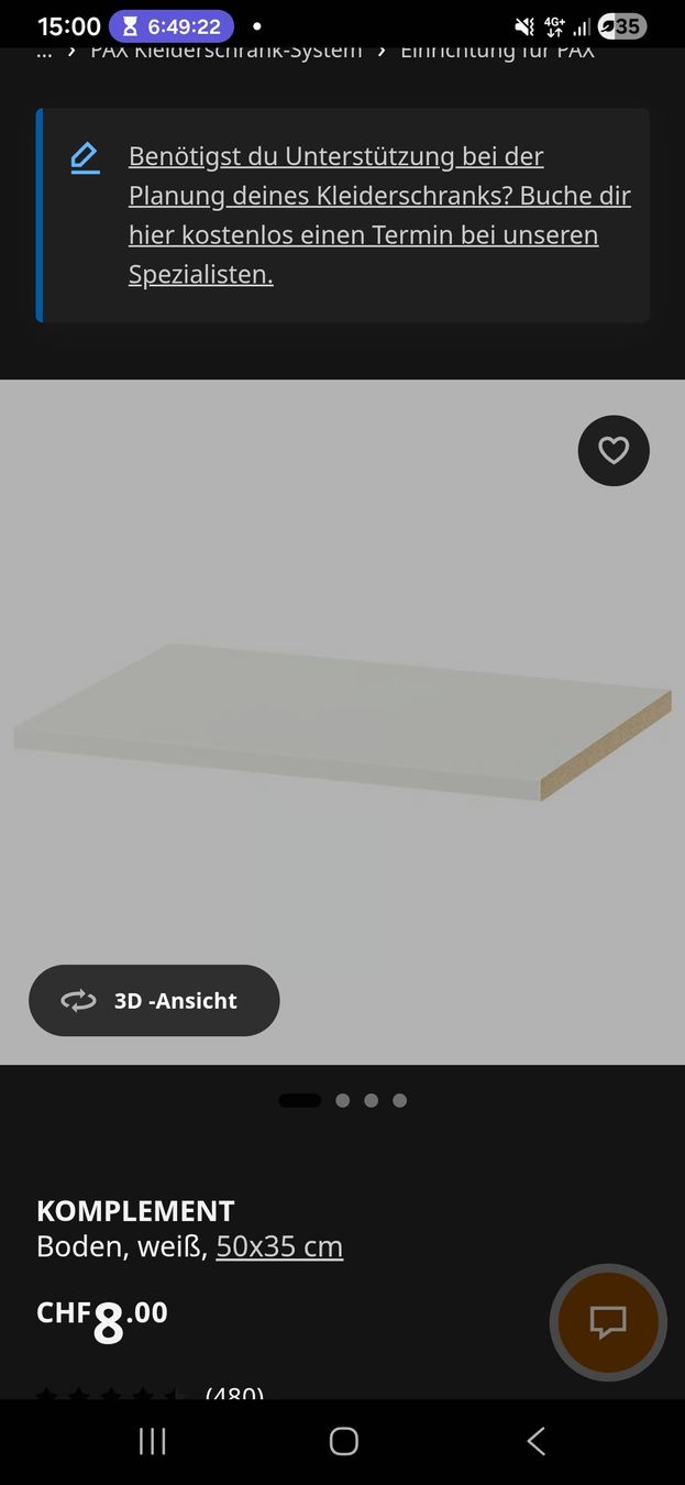 Ikea Scaffali: Neuwertiges IKEA Komplement Tablar, weiss, 50x35cm – Nuovo e nell'imballaggio originale da Beringen venduto da stu_5hly