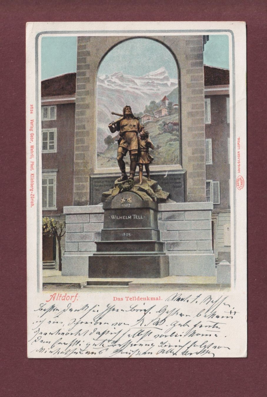 Ansichtskarten: ALTDORF - Telldenkmal - 1907 – Gebraucht aus Pully von nicecards