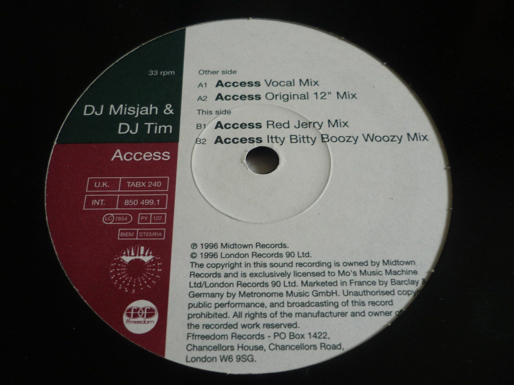 Dischi in vinile: Rare Techno Vinyl - Dj Misjah & DJ Tim - Access – Usato da Beringen venduto da Flatretriever 1