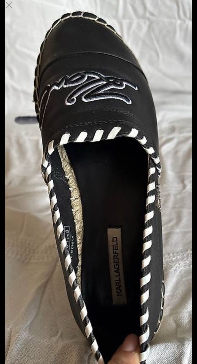 Karl Lagerfeld Damenschuhe: Karl Lagerfeld Espadrilles - Size 39 - Black Leather – Neu (gemäss Beschreibung) aus Berneck von E_ZLK 1