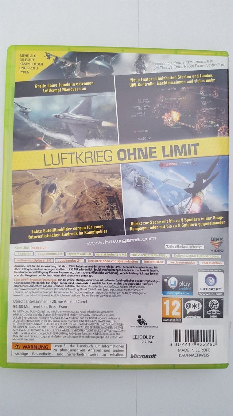 Microsoft Giochi: Tom Clancy's H.A.W.X. 2 HAWX 2 Xbox 360 – Usato da Füllinsdorf venduto da master_mind 2