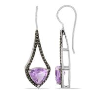 3,0 Carat brasilanischer Amethyst Ohrhaken schwarzem Spinell