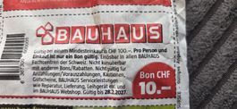 BAUHAUS Bon CHF 10.- gültig bis 28.02.2027 - jetzt sparen!