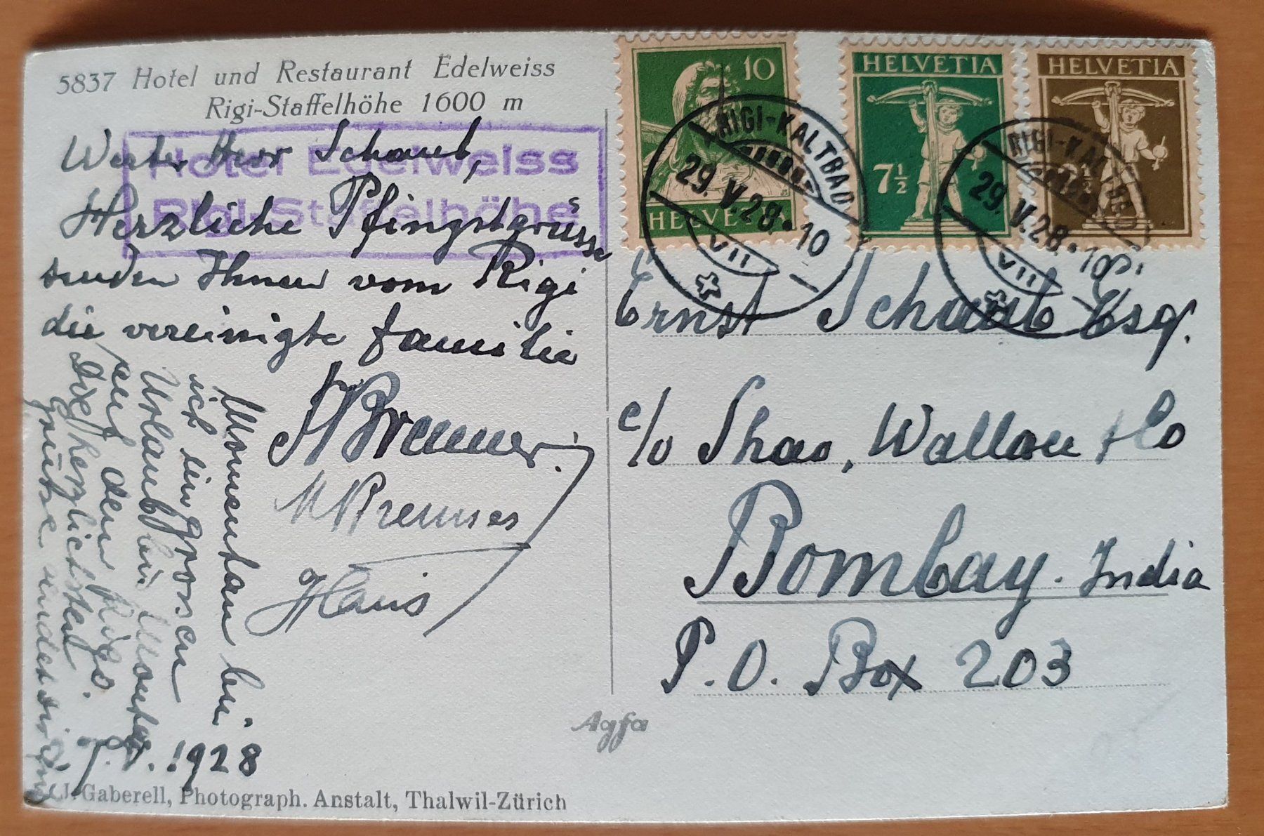 Cartoline postali: Restaurant Edelweiss - Rigi Staffelhöhe – Usato da Kreuzlingen venduto da Rschweiz1 1