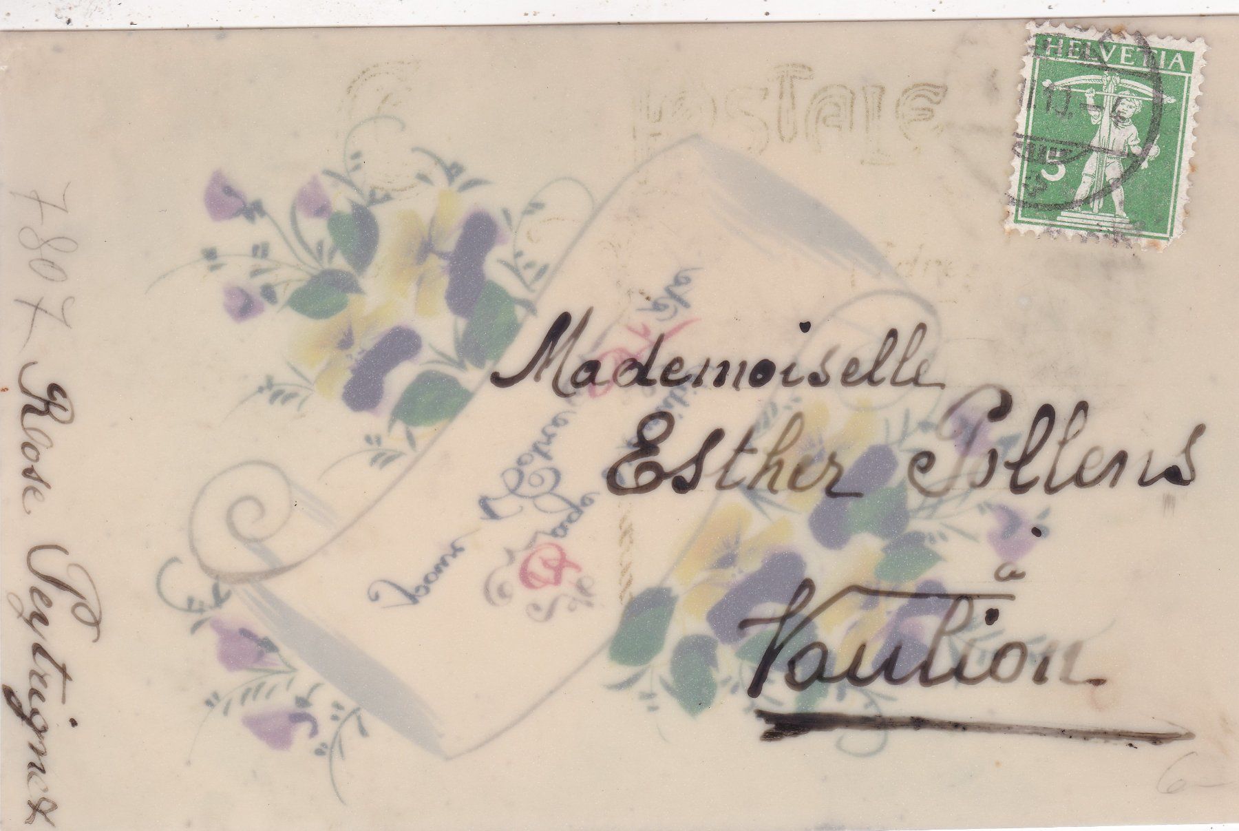 Ansichtskarten: Kitsch Blumen durchsichtig 1910 – Defekt aus Herisau von Lisegrat2008 1