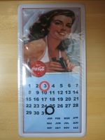 Blechschild Coca Cola mit ewigem Kalender, ca. 20 x 40 cm