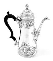 Englische Antike 925er Silber Kaffeekanne von 1751