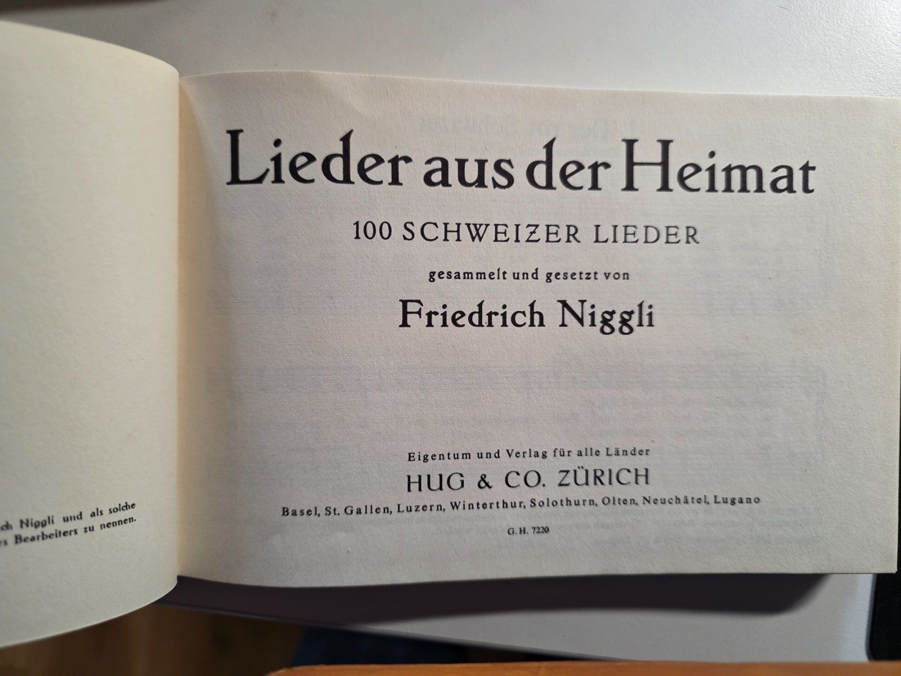 Libri: Lieder aus der Heimat - Friedrich Niggli - 1930 – Usato da Walterswil BE venduto da Lonitti 2