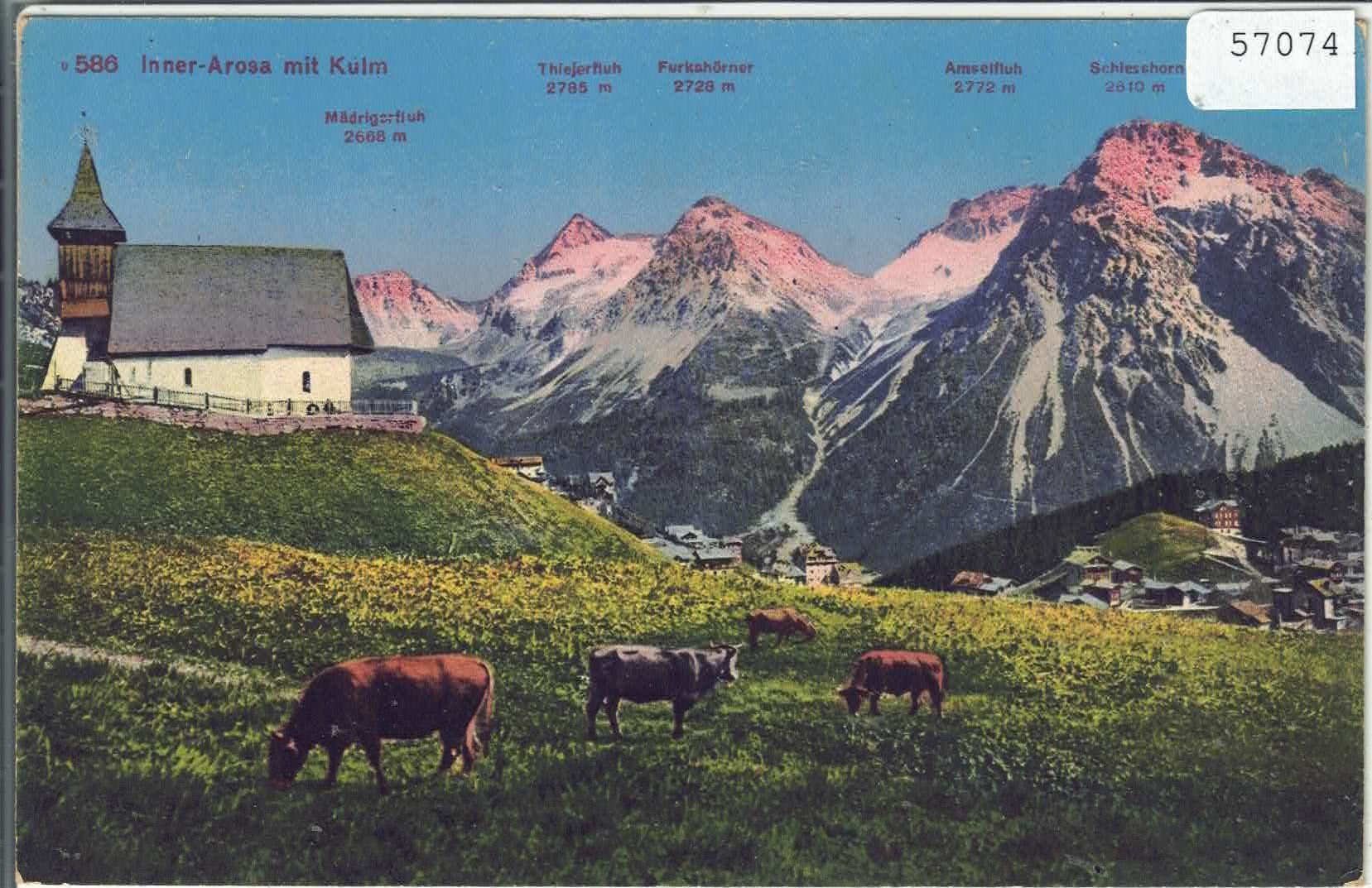 Ansichtskarten: Inner-Arosa mit Kulm - Litho – Gebraucht aus Ettingen von Kartenplanet