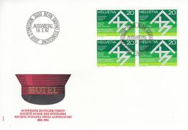 1982 5 FDC 4er Blockserie Hotel Turnverein Gas Museum Chemie