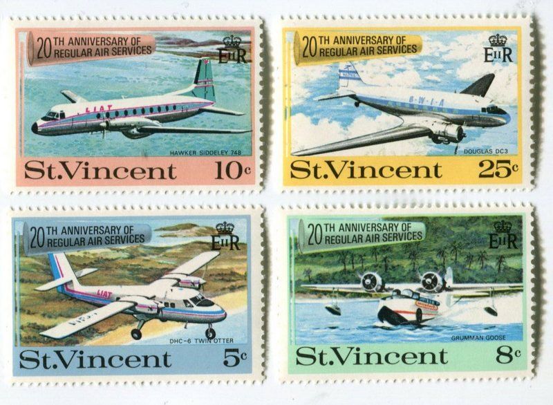 Tutti i francobolli: Briefmarken "Flugzeuge". St. Vincent – Nuovo e nell'imballaggio originale da Basel venduto da Butsch5