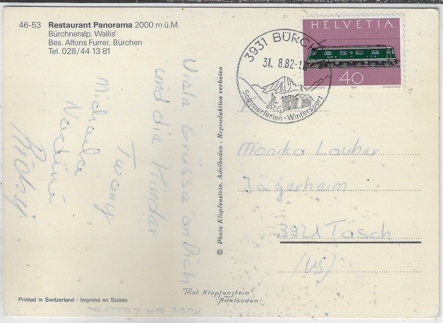 Cartoline postali: Restaurant Panorama Bürchneralp - Bürchen – Usato da Ettingen venduto da Kartenplanet 1