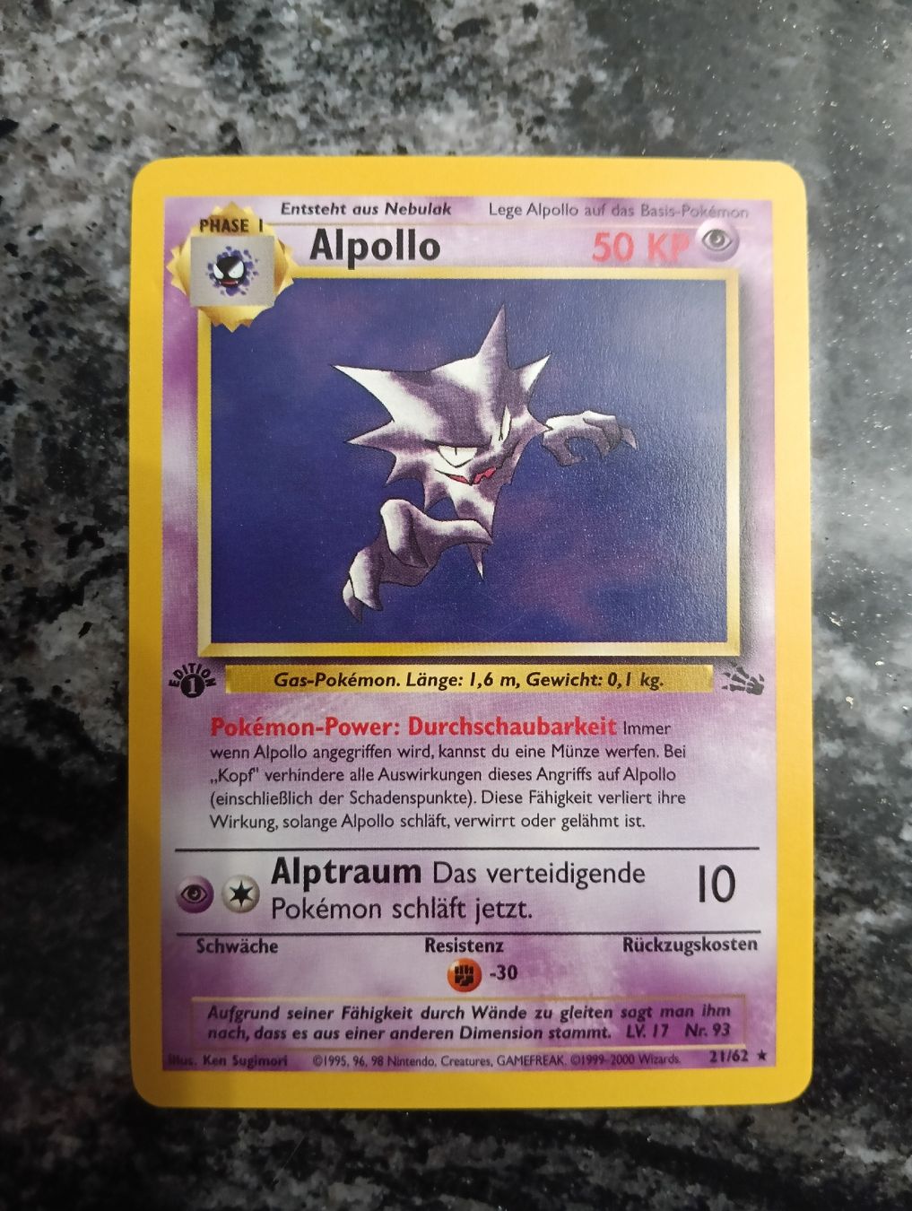 Pokémon Carte collezionabili: 1 edition Alpollo TOP Zustand  – Usato da LEUZIGEN venduto da mic_sdh5