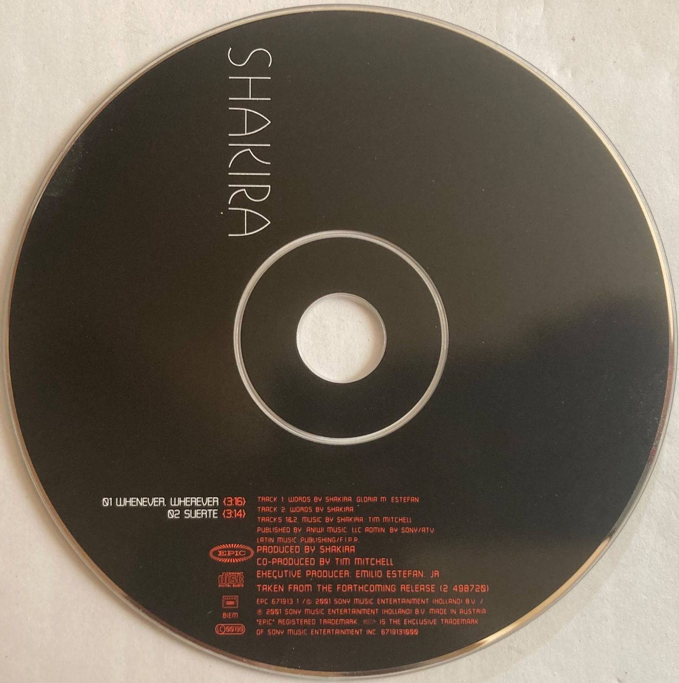 CD: SHAKIRA - WHENEVER, WHEREVER – Usato da Poliez-Pittet venduto da Newtown-Records 2