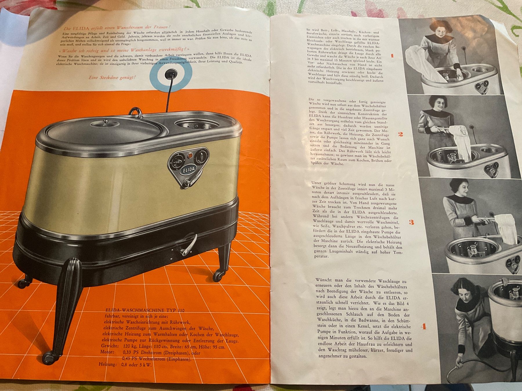 Documenti: Originale ELIDA Waschmaschine, Original Prospekt 1945 – Usato da Tecknau venduto da bleilaus 5