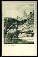 AK Zermatt, Uferpartie mit Brücke