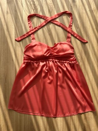 Satin Babydoll Top Koralle von Tout Feu Tout Femme – Gr. M/L