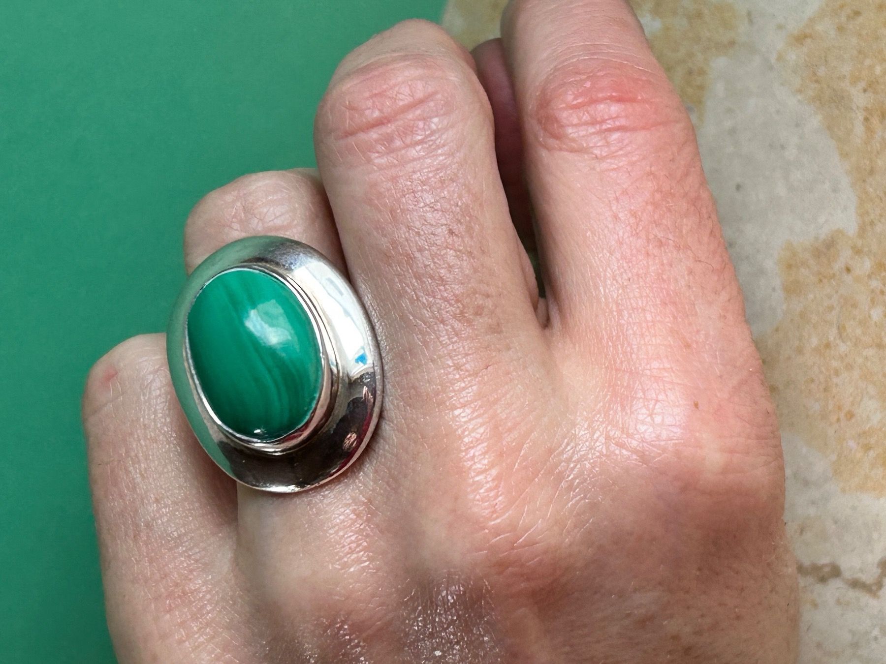 Ringe: Silberring Malachit Oval  verdbunden (61) – Gebraucht aus Dittingen von Bijoubelle 3