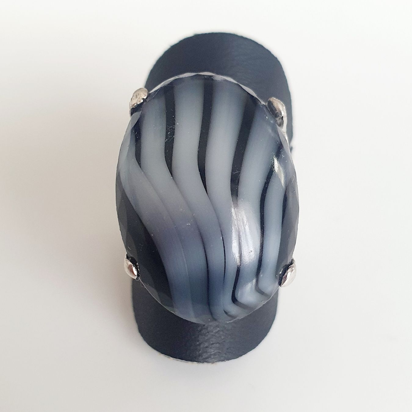 Ringe: Statement-Ring mit einem ovalen Zebra-Achat 925 Silber 18 mm – Gebraucht aus Kreuzlingen von Wunderkiste123 3