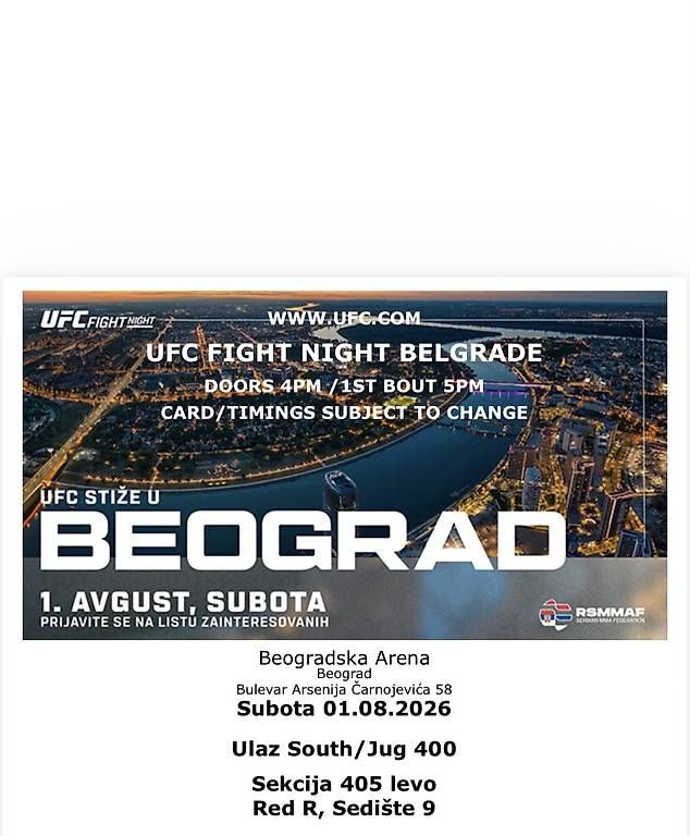 Tickets: UFC Belgrade Tickets – Gebraucht aus Zürich von jov_jg9g 3