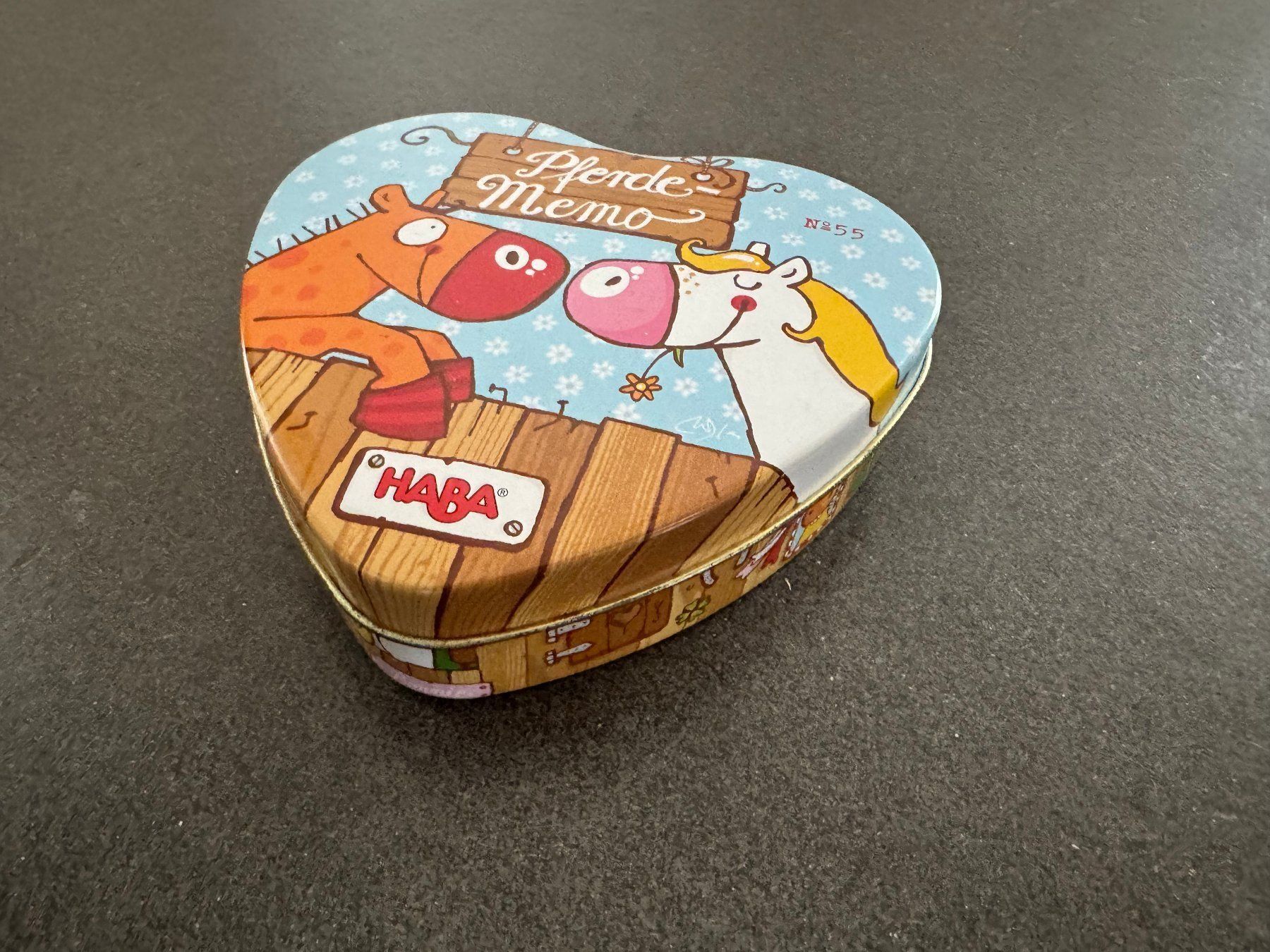 Haba Giochi: HABA Pfrede Memo 2010 in Blechbox "Herz" No.55 – Usato da Fribourg venduto da tschjoly