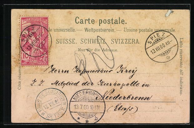 Cartoline postali: Litho Heustrichbad /Berner Oberland, Ort – Usato da Berlin venduto da bartko-reher 1