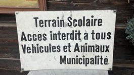 plaque tôle école Schild vintage Schule