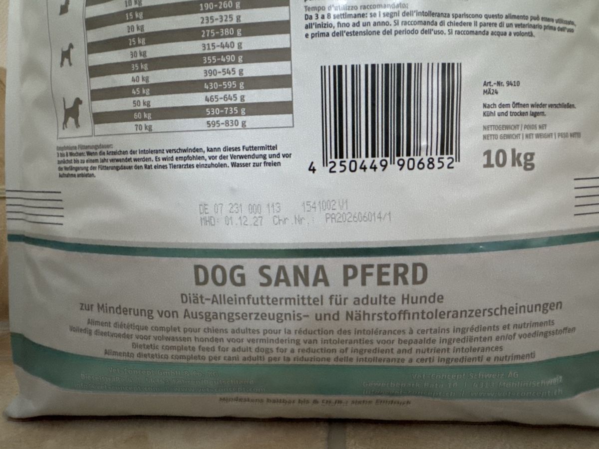 Futter: Vet Concept Dog Sana Pferd – Neu und originalverpackt aus Münchwilen TG von sel_ddg5 2