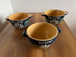 3x Keramik Schälchen blau mit Blumenmuster 🌼🌼🌼